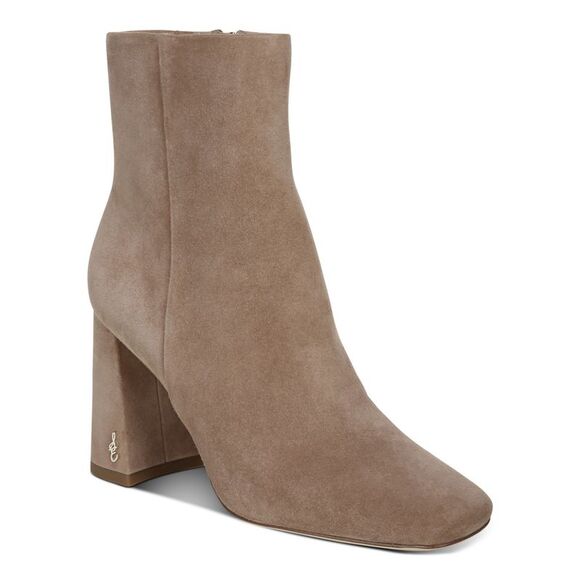 NWT SAM EDELMAN Womens Brown Codie Square Toe Block Heel Leather Booties 9.5 M